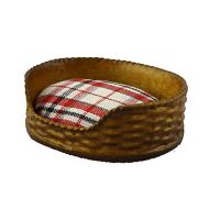 Melody Jane Dolls Houses House Miniature Pet Accessory Dog Cat Bed Basket Red Check Cushion
