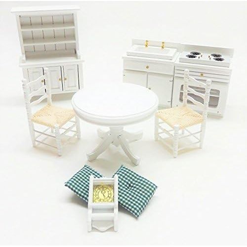  Melody Jane Dolls Houses Melody Jane Dollhouse White Kitchen Dining Furniture Set Wooden 1:12 Scale