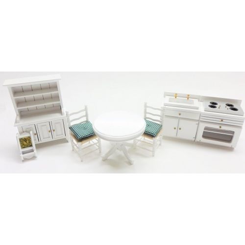  Melody Jane Dolls Houses Melody Jane Dollhouse White Kitchen Dining Furniture Set Wooden 1:12 Scale