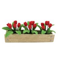 Melody Jane Dolls Houses Dolls House Wooden Window Box with Red Tulips Garden Outdoor Accessory