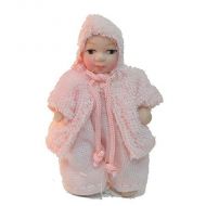 Melody Jane Dolls Houses Melody Jane Dollhouse Baby Girl in Pink Jacket Miniature 1:12 Porcelain People