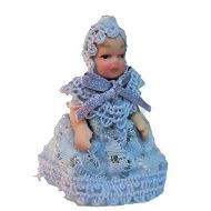 Melody Jane Dolls Houses Melody Jane Dollhouse Victorian Baby in Blue Lace Miniature Porcelain People
