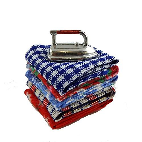  Melody Jane Dolls Houses House Miniature Kitchen Laundry Accessory Pile Folded Ironing Iron