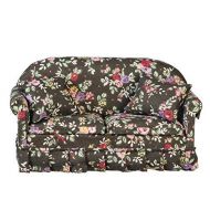 Melody Jane Dolls Houses Melody Jane Dollhouse Modern Black Floral Sofa Miniature Living Room Furniture