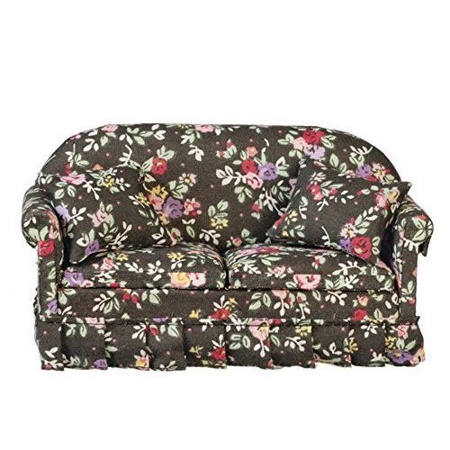  Melody Jane Dolls Houses Melody Jane Dollhouse Modern Black Floral Sofa Miniature Living Room Furniture