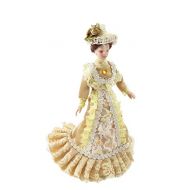 Melody Jane Dolls Houses Dolls House Victorian Lady Constance in Gold Outfit Porcelain 1:12 Scale People