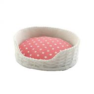 Melody Jane Dolls Houses Melody Jane Dollhouse Pink & White Dog Cat Bed Basket & Cushion Miniature Pet Accessory