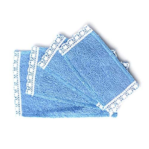  Melody Jane Dolls Houses Melody Jane Dollhouse 4 Blue Lace Edged Towels Miniature Bathroom Accessory