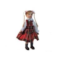 Melody Jane Dolls Houses Melody Jane Dollhouse Girl in Tartan Pinafore Miniature Porcelain 1:12 People