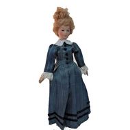 Melody Jane Dolls Houses Melody Jane Dollhouse Victorian Lady Striped Dress Miniature People Porcelain