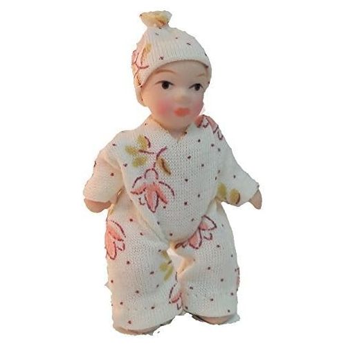  Melody Jane Dolls Houses Melody Jane Dollhouse Baby Toddler in Spotted Suit Miniature Porcelain People