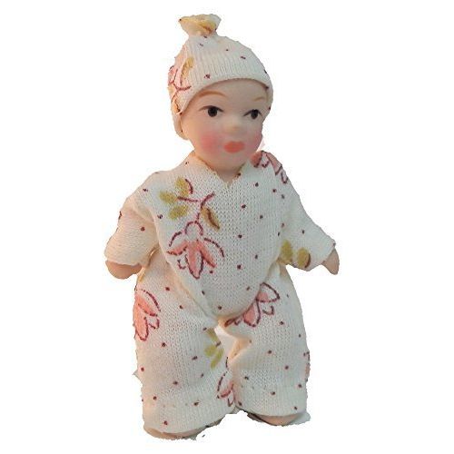  Melody Jane Dolls Houses Melody Jane Dollhouse Baby Toddler in Spotted Suit Miniature Porcelain People