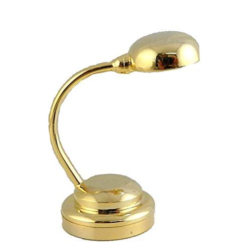  Melody Jane Dolls Houses Melody Jane Dollhouse Modern Brass Desk Lamp LED Battery Light Miniature Lighting