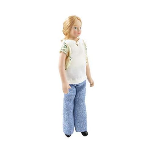  Melody Jane Dolls Houses Dolls House Modern Woman in Summer Jeans & T-Shirt Porcelain Mum 1:12 People