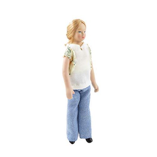 Melody Jane Dolls Houses Dolls House Modern Woman in Summer Jeans & T-Shirt Porcelain Mum 1:12 People