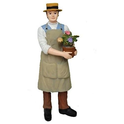  Melody Jane Dolls Houses Melody Jane Dollhouse People Man with Flowers in Pot Gardener Resin Figure