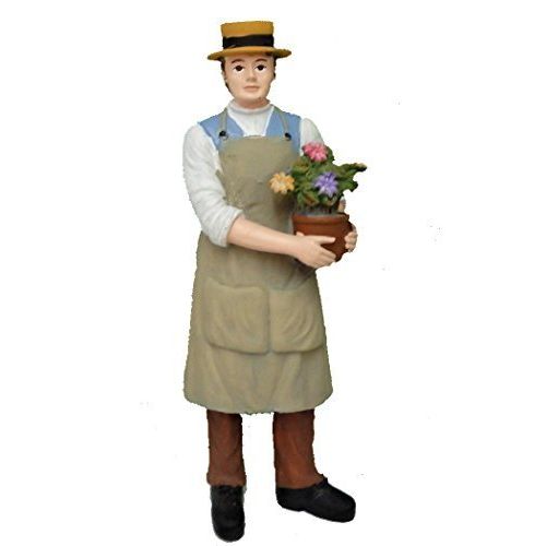  Melody Jane Dolls Houses Melody Jane Dollhouse People Man with Flowers in Pot Gardener Resin Figure