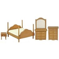 Melody Jane Dolls Houses Melody Jane Dollhouse Walnut Bedroom Furniture Set Suite 1:24 Half Inch Scale