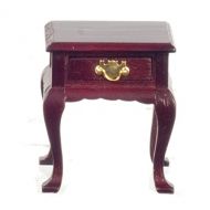 Melody Jane Dolls Houses Melody Jane Dollhouse Mahogany Queen Ann Bedside Table Miniature 1:12 Bedroom Furniture