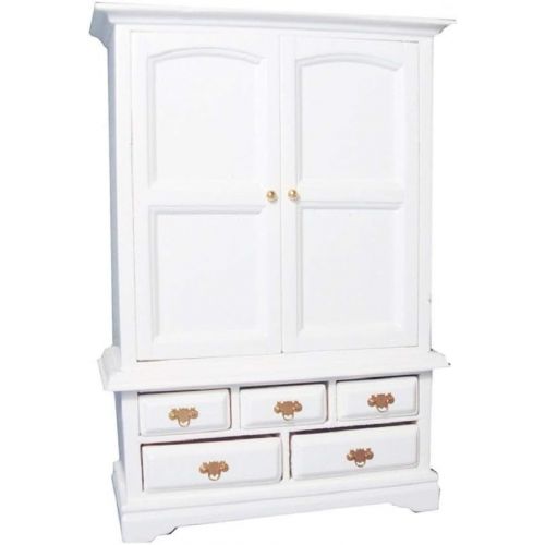  Melody Jane Dolls Houses Dollhouse White Linen Cupboard Armoire Miniature 1:12 Bedroom Furniture