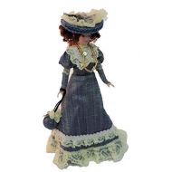 Melody Jane Dolls Houses Melody Jane Dollhouse Victorian Lady in Blue Outfit Miniature People Porcelain