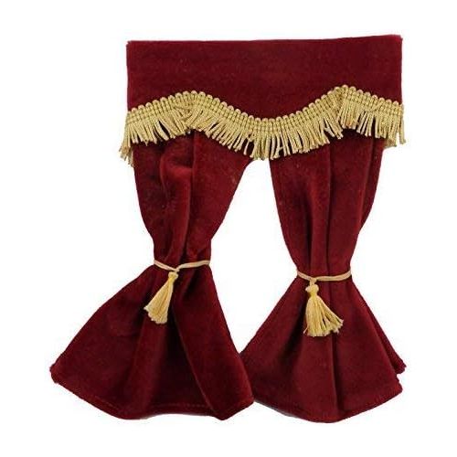  Melody Jane Dolls Houses Melody Jane Dollhouse Red Velvet Curtains Gold Fringe Window Accessory