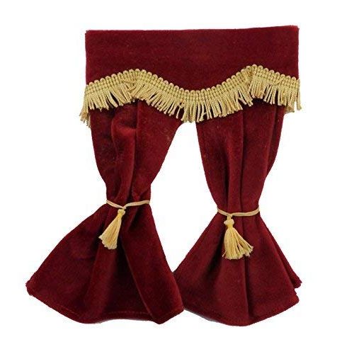  Melody Jane Dolls Houses Melody Jane Dollhouse Red Velvet Curtains Gold Fringe Window Accessory