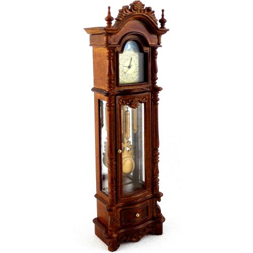  Melody Jane Dolls Houses Melody Jane Dollhouse Working Walnut Chippendale Revival Grandfather Clock Miniature JBM