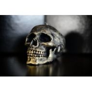 MeltdawnCandles Handmade Skull Candle Black Gold