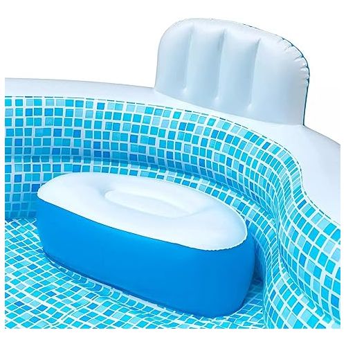  Members Mark Elegant Family Pool 10 Feet Long 2 Inflatable Seats with Backrests. New Version