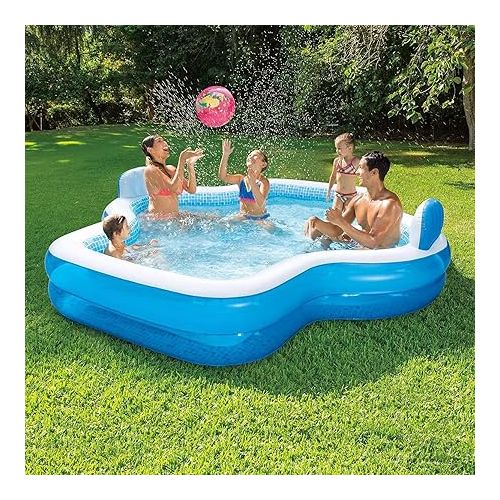  Members Mark Elegant Family Pool 10 Feet Long 2 Inflatable Seats with Backrests. New Version