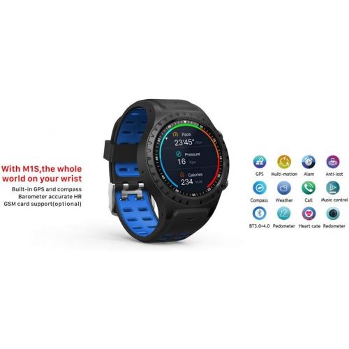 Memela Electronics M1S Card Sports Smart Watch Fitness Tracker for Android/iOS, Memela Round Touchscreen Sleep Monitor, Information Reminder Compass Sport Smart Watch