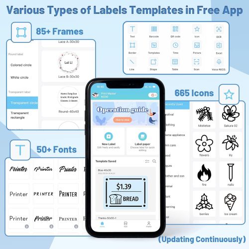  [아마존베스트]Memoqueen Phomemo Ultra-Fast Label Maker Compatible with iOS & Android Phone, 3inch Wider Thermal Photo Label Maker Apply to Images, Barcode, Transparent Label - Black