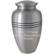 Memorial Gallery Classic Cremation Urn - Pewter Brass with Simple Lines (Multiple Sizes + Customization Available) (10, Engraved)