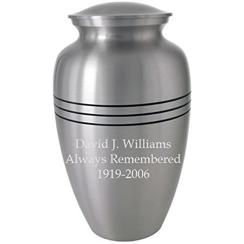  Memorial Gallery Classic Cremation Urn - Pewter Brass with Simple Lines (Multiple Sizes + Customization Available) (10, Engraved)