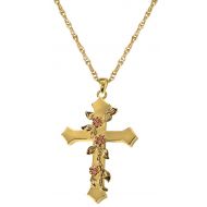Memorial Gallery 3306gp Rose Vine Cross 14K Gold/Sterling Silver Plating Cremation Pet Jewelry