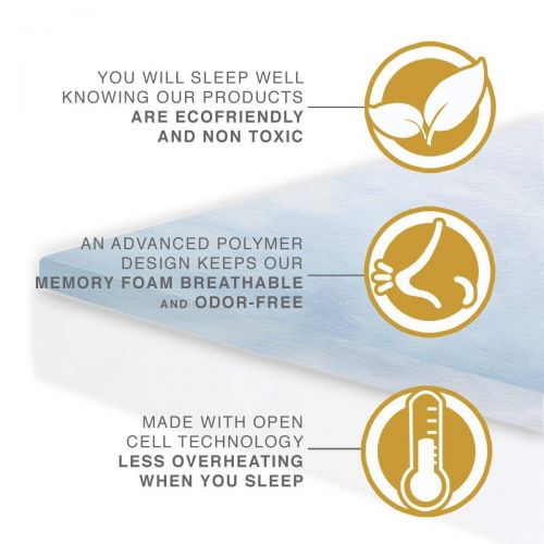  Memory Foam Queen Gel Memory Foam Mattress Topper Pad California King Size - Made in The USA - 2 Inch Cal King Mattress Topper for Extra Padding - Medium Soft Gel Infused Toppers - 3 Year Warranty