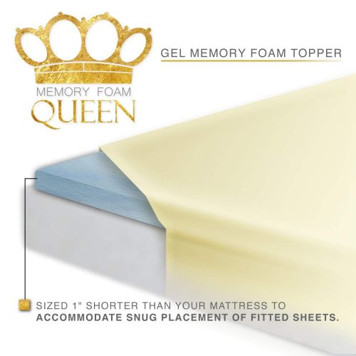  Memory Foam Queen Gel Memory Foam Mattress Topper Pad California King Size - Made in The USA - 2 Inch Cal King Mattress Topper for Extra Padding - Medium Soft Gel Infused Toppers - 3 Year Warranty