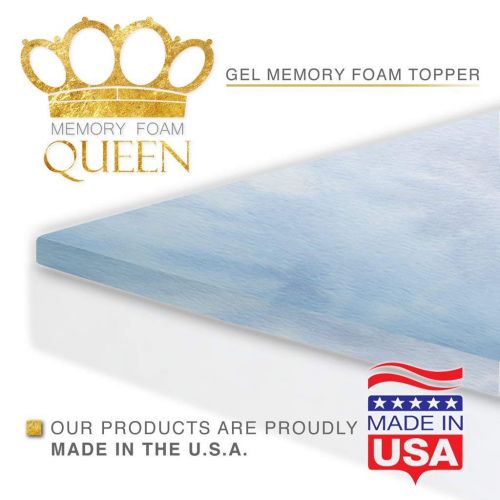  Memory Foam Queen Gel Memory Foam Mattress Topper Pad California King Size - Made in The USA - 2 Inch Cal King Mattress Topper for Extra Padding - Medium Soft Gel Infused Toppers - 3 Year Warranty