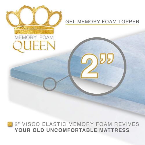  Memory Foam Queen Gel Memory Foam Mattress Topper Pad California King Size - Made in The USA - 2 Inch Cal King Mattress Topper for Extra Padding - Medium Soft Gel Infused Toppers - 3 Year Warranty