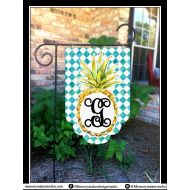 MemoryMakerStudio Personalized Pineapple Flag, summer garden flag, Spring Garden Flag, Initial Garden Flag, Summer Yard Flag, welcome garden flag, PVC flag