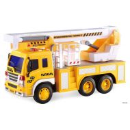 Memtes Friction Powered Hoist Bucket Construction Truck Toy with Lights and Sounds for Kids