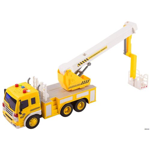  Memtes Friction Powered Hoist Bucket Construction Truck Toy with Lights and Sounds for Kids