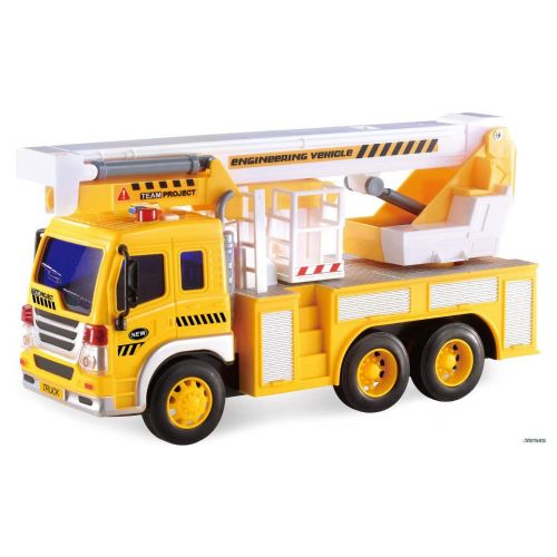  Memtes Friction Powered Hoist Bucket Construction Truck Toy with Lights and Sounds for Kids