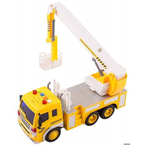  Memtes Friction Powered Hoist Bucket Construction Truck Toy with Lights and Sounds for Kids