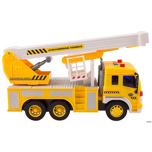  Memtes Friction Powered Hoist Bucket Construction Truck Toy with Lights and Sounds for Kids