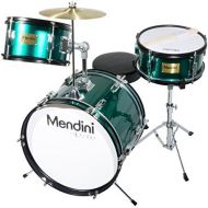 Mendini by Cecilio 16 inch 3-Piece Kids/Junior Drum Set with Adjustable Throne, Cymbal, Pedal & Drumsticks, Metallic Green, MJDS-3-GN