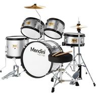 Mendini by Cecilio 16 inch 5-Piece Complete Kids/Junior Drum Set with Adjustable Throne, Cymbal, Pedal & Drumsticks, Metallic Silver, MJDS-5-SR