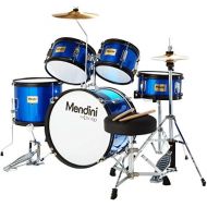 Mendini by Cecilio 16 inch 5-Piece Complete Kids/Junior Drum Set with Adjustable Throne, Cymbal, Pedal & Drumsticks, Metallic Blue, MJDS-5-BL