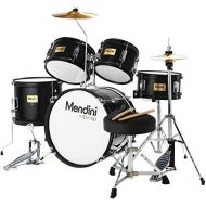 Mendini by Cecilio 16 inch 5-Piece Complete Kids/Junior Drum Set with Adjustable Throne, Cymbal, Pedal & Drumsticks, Metallic Black, MJDS-5-BK